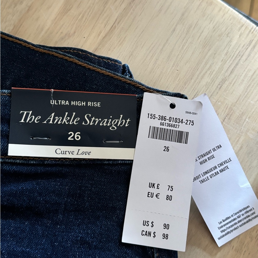 Abercrombie & Fitch Ultra High Rise Ankle Straight Jeans - Dark Indigo